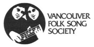 Vancouver Folk Song Society logo featuring two faces and a guitar