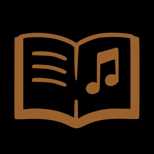Icon of an open songbook with a musical note