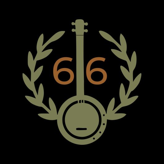 Banjo icon with laurel branches and the number 66, marking a VFSS anniversary